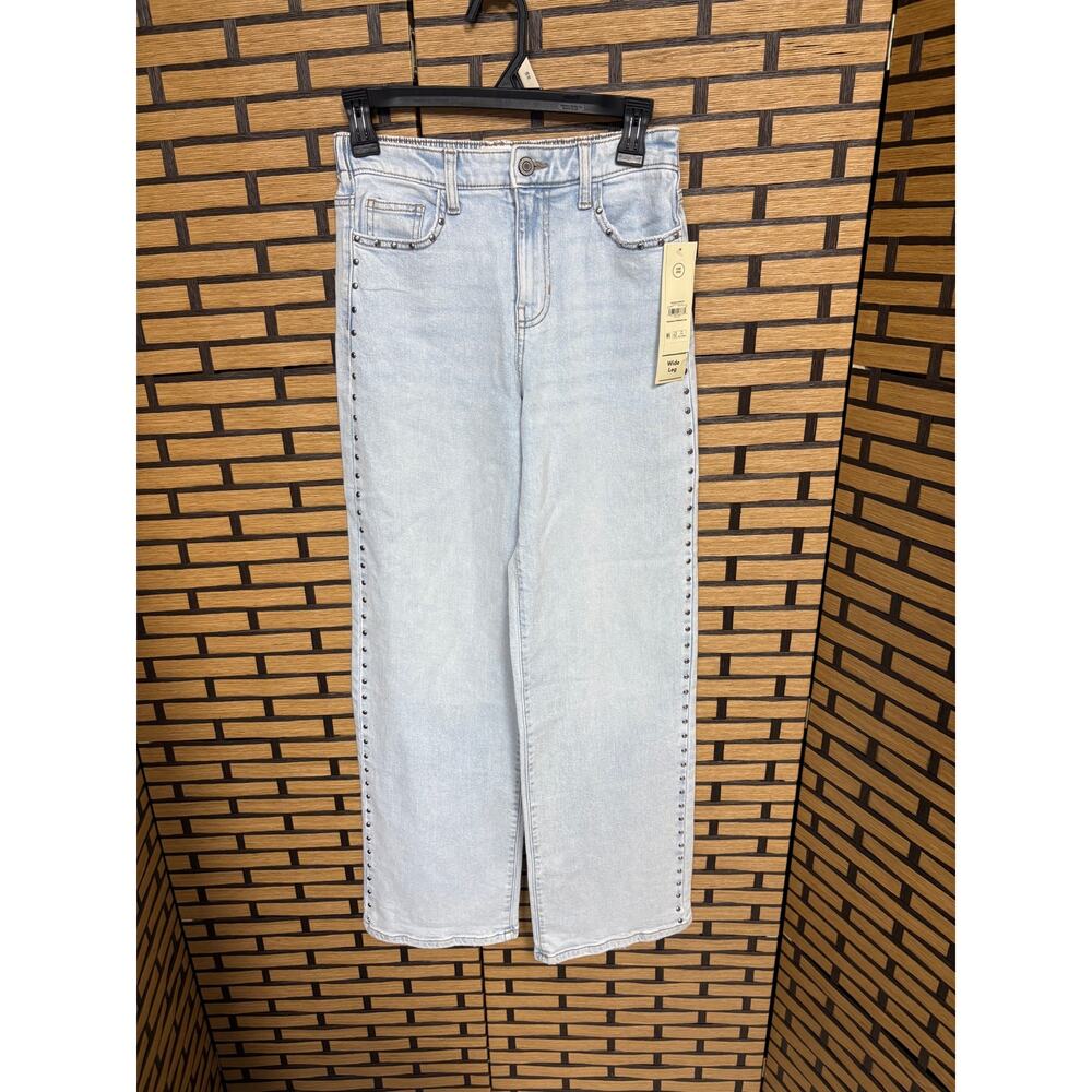 No‎ Boundaries Wide Leg Studded Jeans Size XXS